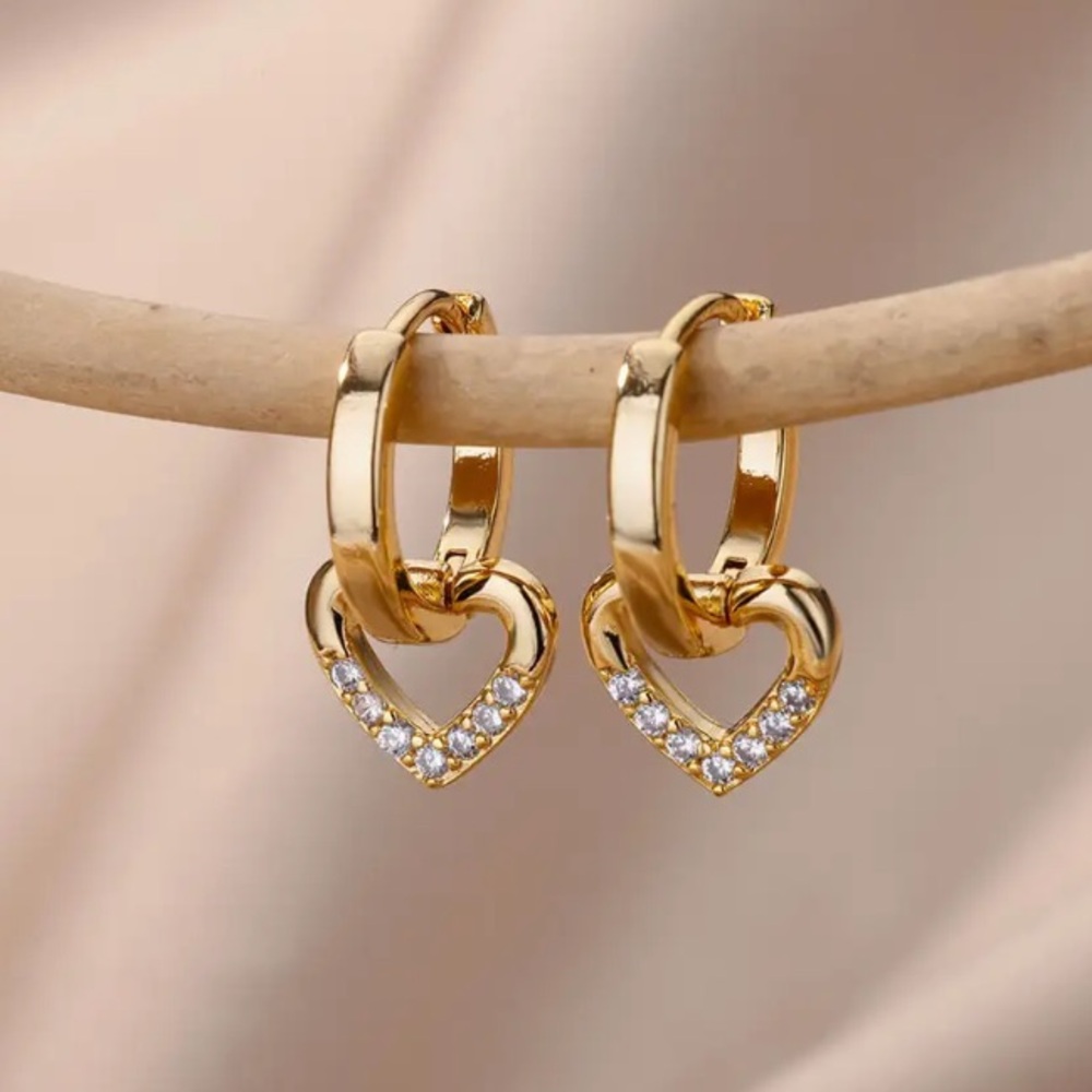 Gold Filled Heart Cubic Zirconia Earrings